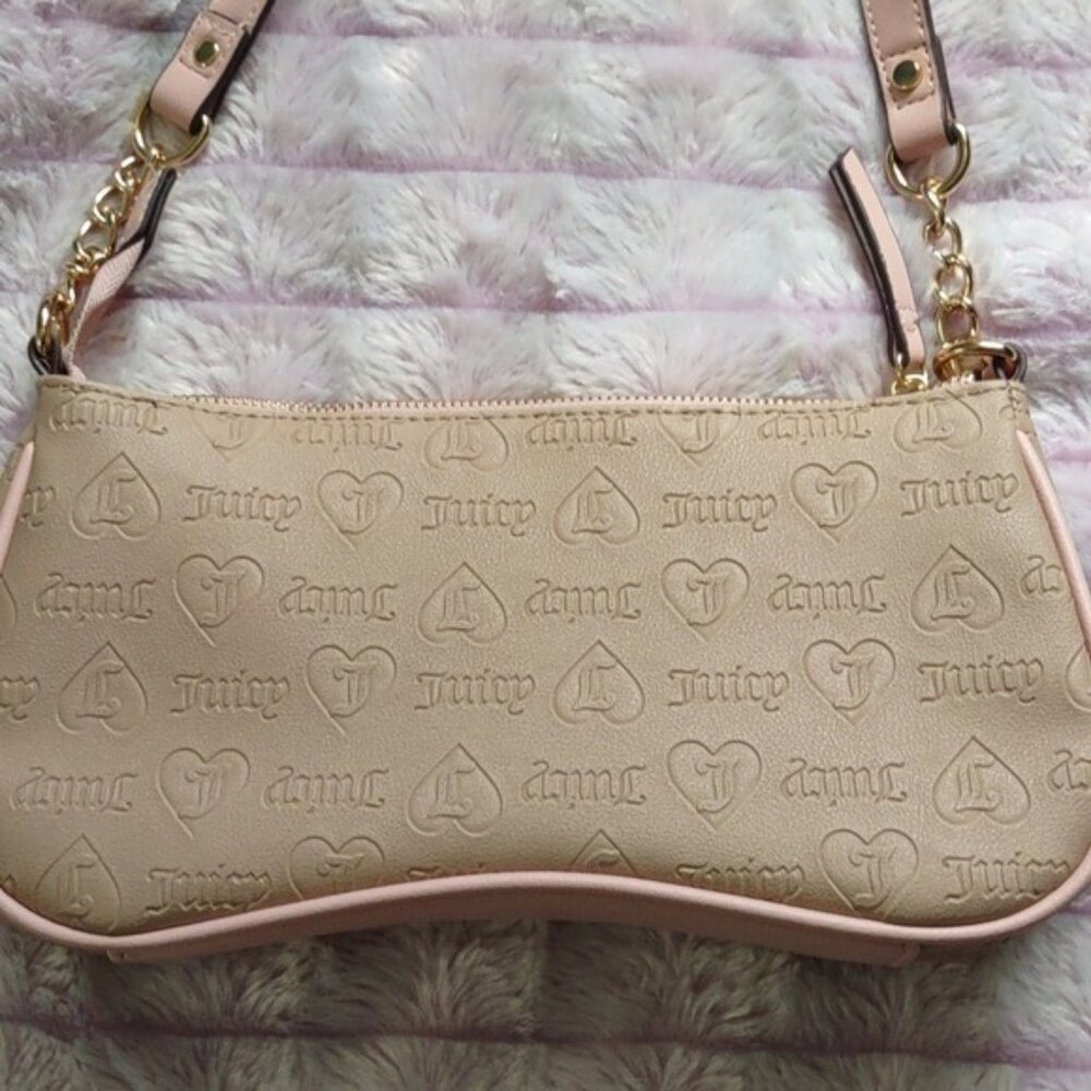 Juicy Couture Los Angeles Pink Tan Fashionista Baguette Shoulder Handbag - Picture 4 of 13